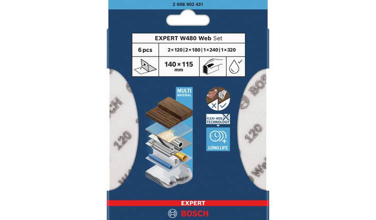 Bosch 6 Piece Expert W480 Web Set - 1/4 Hand Sanding Sheet