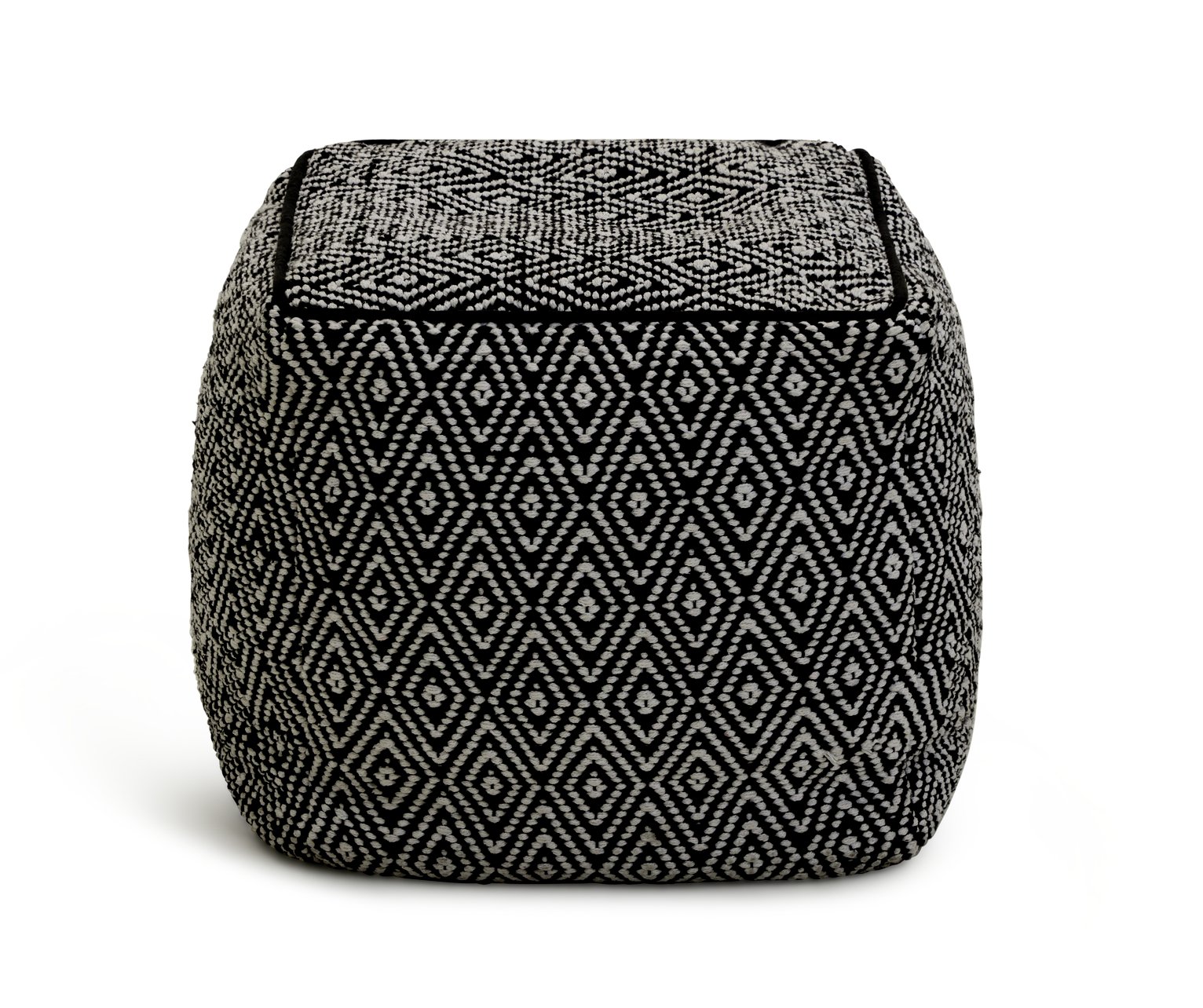 Kaikoo Durrie Cotton Footstool - Black & White