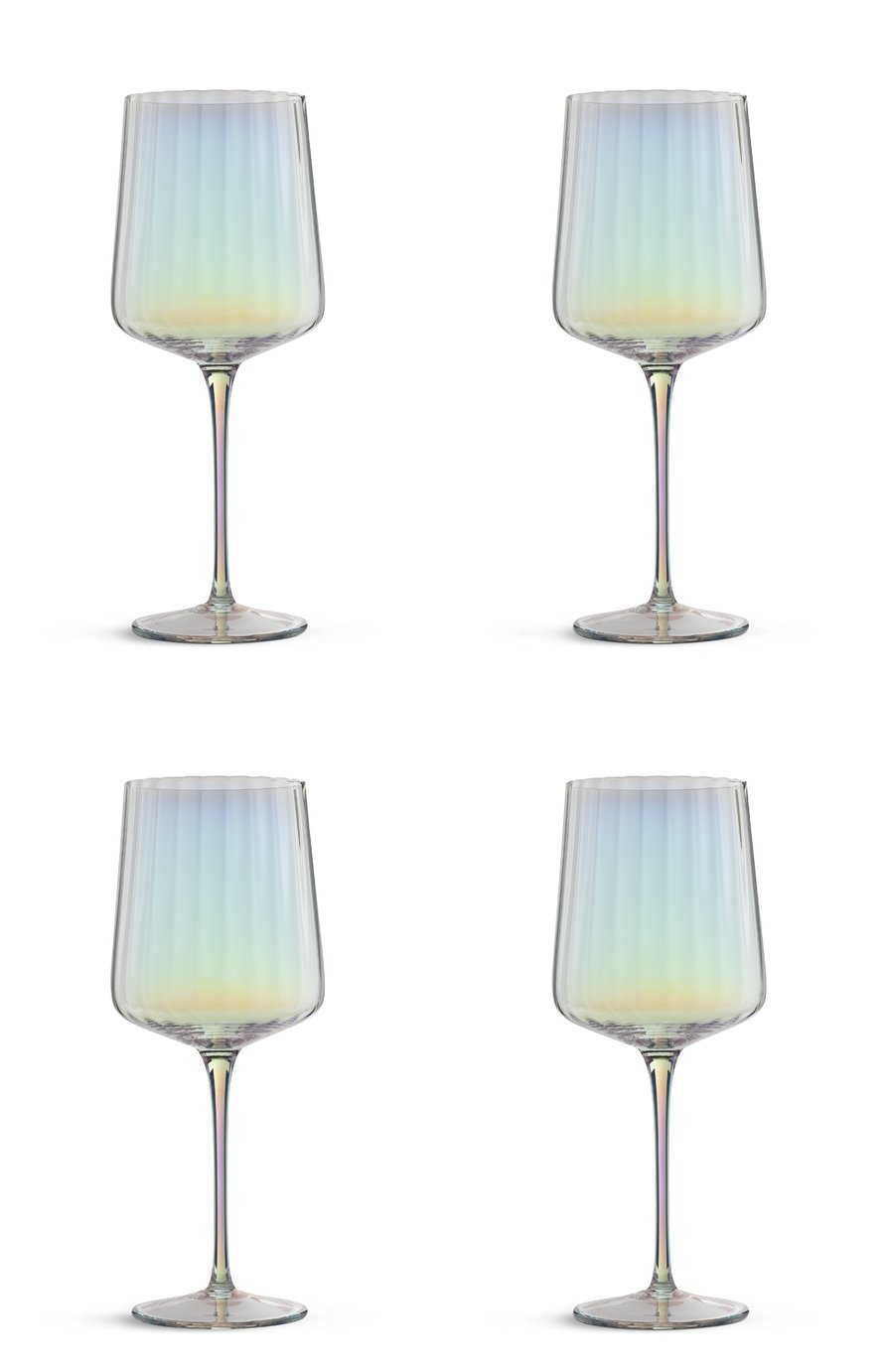 Habitat Iridescent Flute Wine Glass-Set of 4