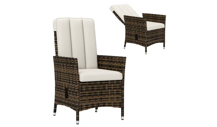 Outsunny Rattan Adjustable Recliner Armchair with Backrest - Cream