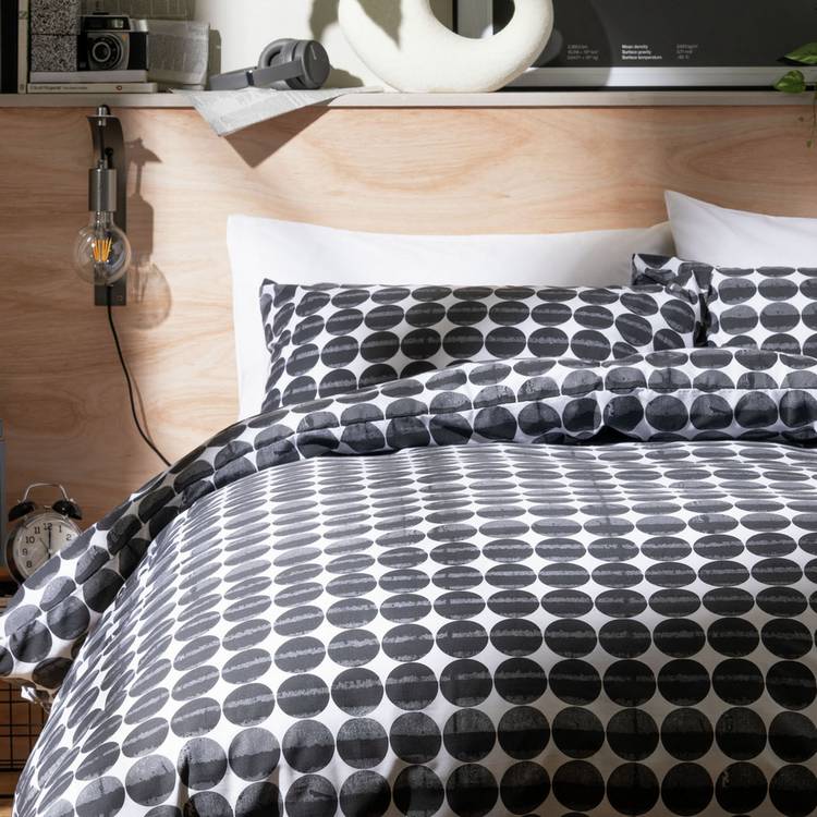 Habitat Industrial Spot Black & White Bedding Set - Single 0