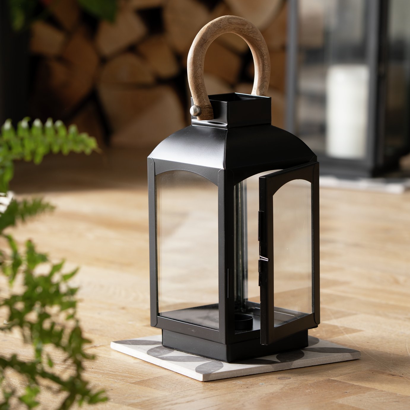 Habitat Small Lantern Candle Holder - Black