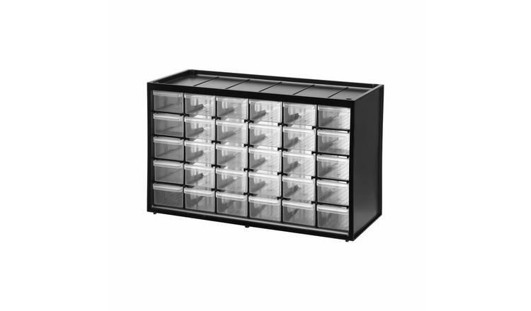Stanley Multi-Purpose Plastic Storage Bin with 30 Small Drawers - Black