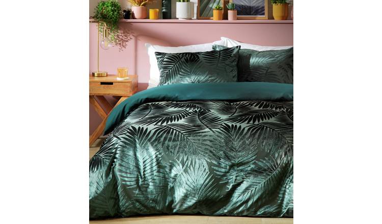 Buy Habitat Feather Velvet Green Bedding Set Superking Duvet