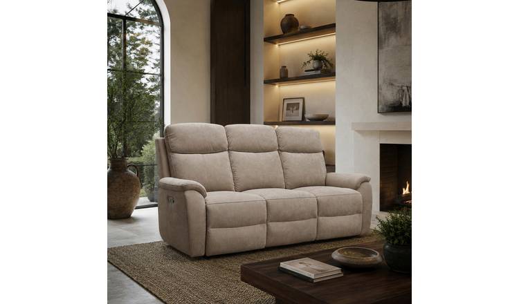 Aspire Kingsmere Fabric 3 Seater Power Recliner Sofa - Natural