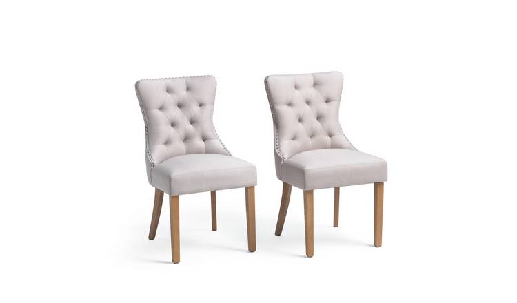 Argos Home Geneva Pair of Fabric Dining Chairs - Beige