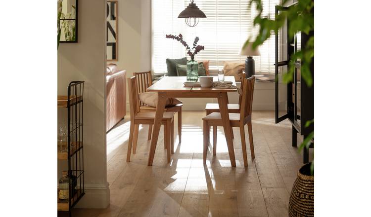 Round X leg dining table (120cm: 6 seater) oak smoke stain 