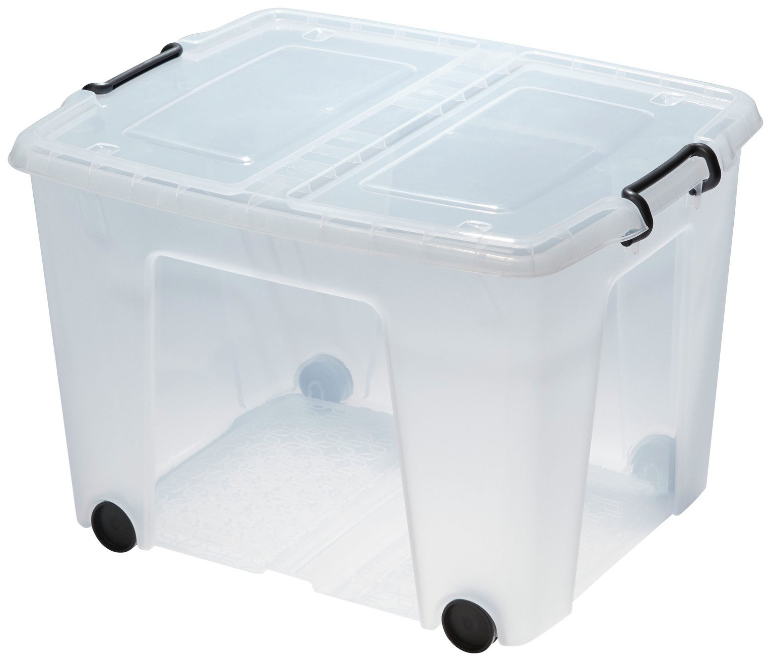 Strata 75L Wheeled Smart Box With Lid Storage Box - Clear