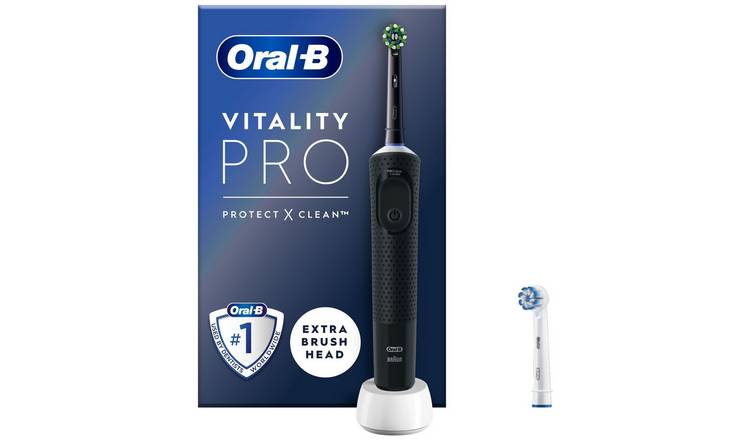 Oral-B Vitality Pro Electric Rechargeable Toothbrush with 2 Brush Heads,  Black