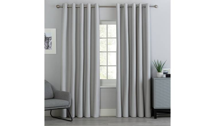 Habitat Plain Blackout Eyelet Curtains - Dove Grey