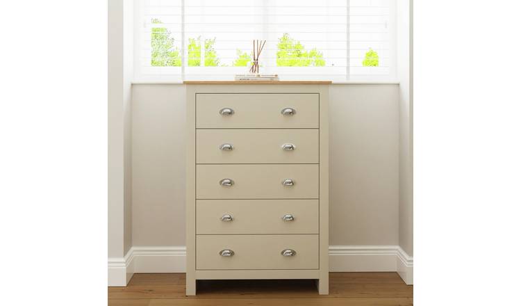 GFW Lancaster 5 Drawer Chest - Cream