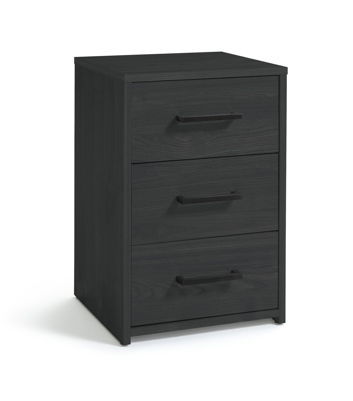 Argos Home Oslo 3 Drawer Bedside Table - Black Oak Effect