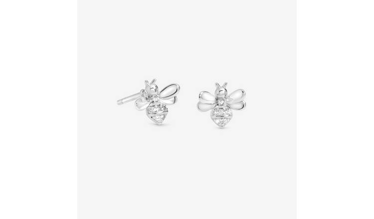 Simply Silver 925 Sterling Silver Plated Bee Stud Earrings