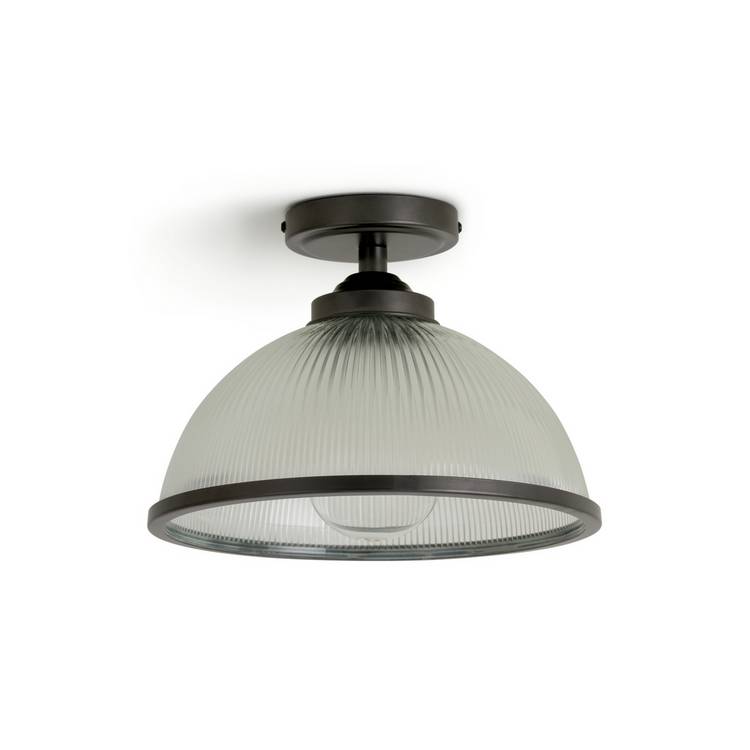 Habitat Eumee Pressed Glass Flush Ceiling Light - Gunmetal 0