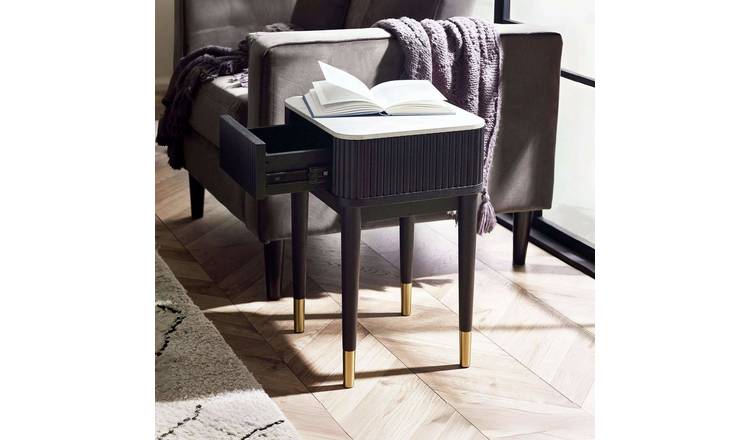 Julian Bowen Louis 1 Drawer Side Lamp Table - White & Black