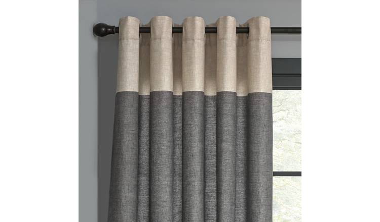 Habitat Plain Header Lined Eyelet Curtains - Grey
