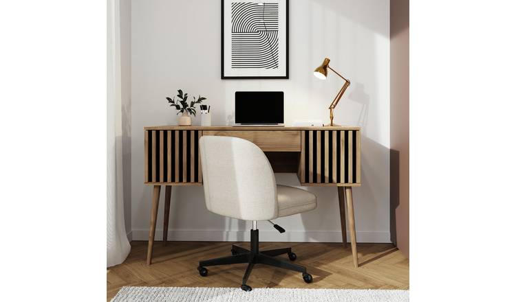 GFW Louvered 2 Door 1 Drawer Desk - Oak Effect