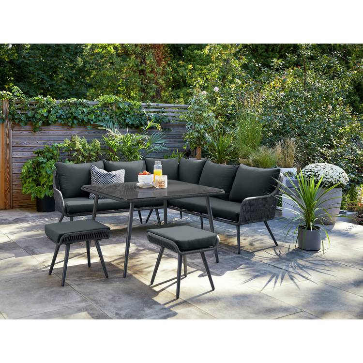 Habitat Malta 6 Seater Garden Corner Sofa Set- Black 0