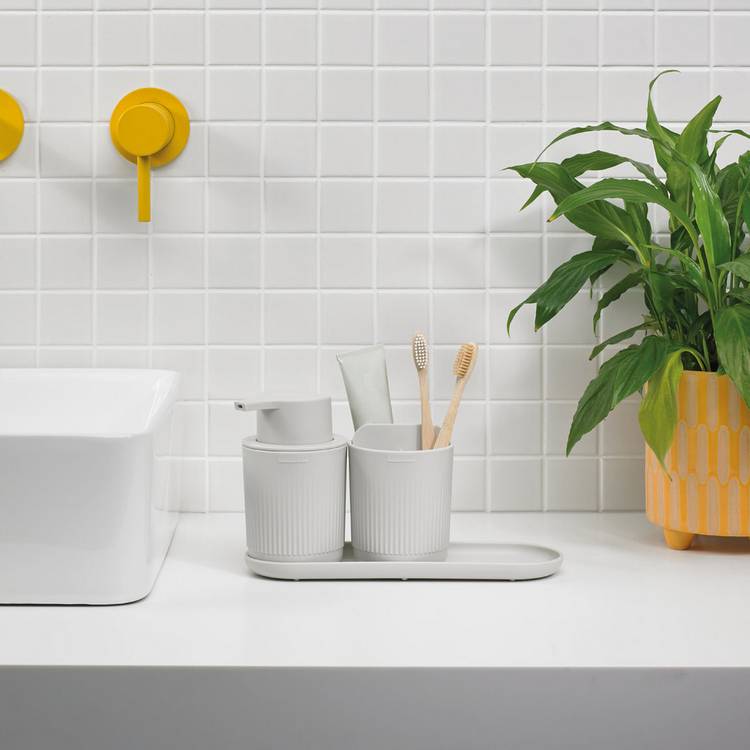 ReBorn 3 pc Bathroom Accessory Set - Stone 0