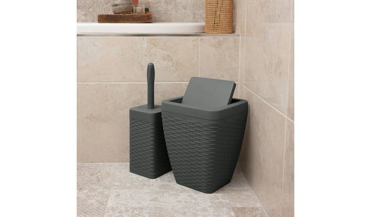 Addis 5 Litre Bathroom Bin and Toilet Brush Set - Charcoal