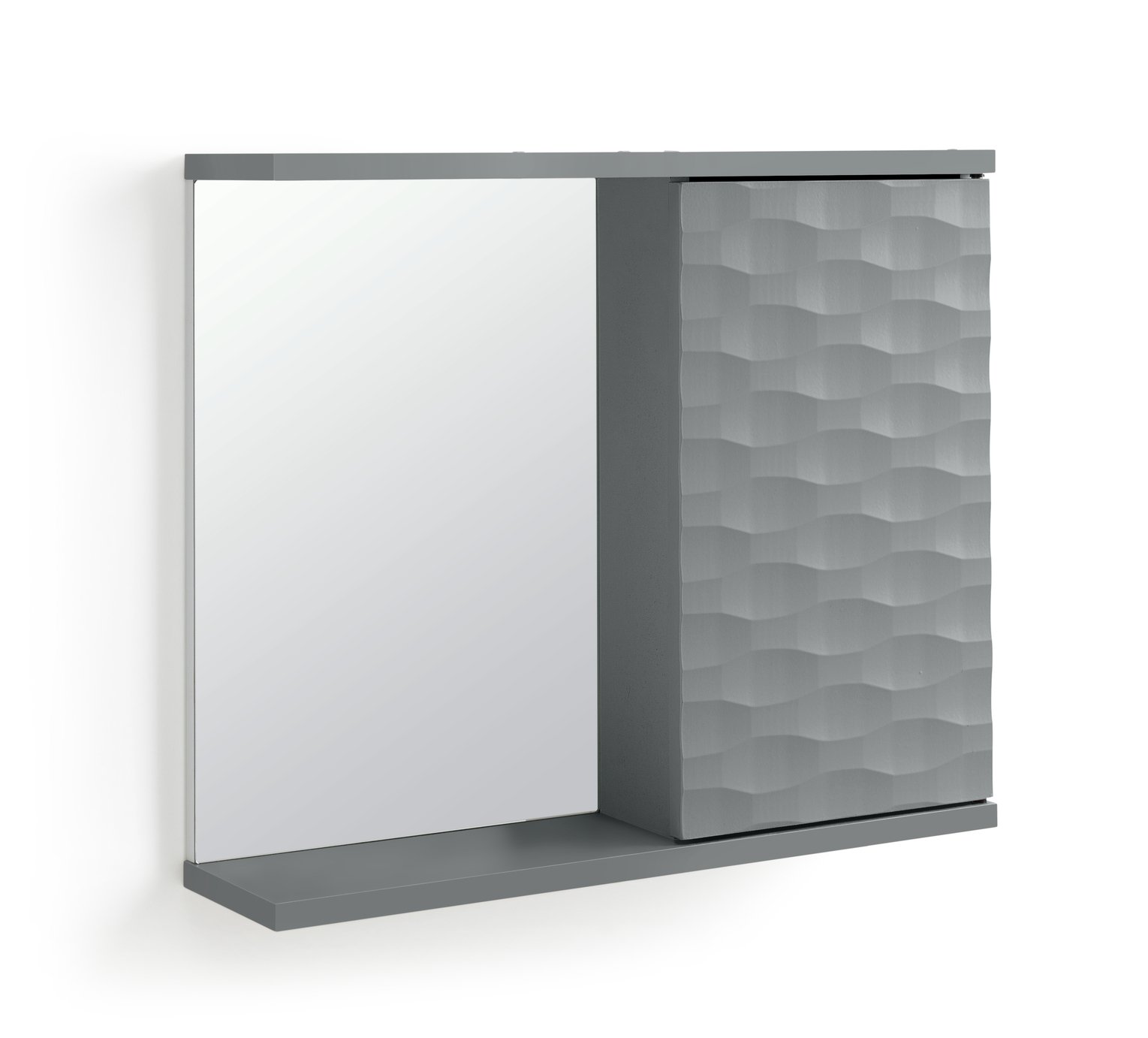 Habitat Zander 1 Door Mirrored Cabinet - Grey