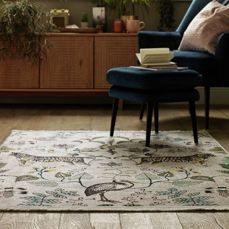 Habitat Jungle Print Green Flatweave Rug - 170x120cm 0
