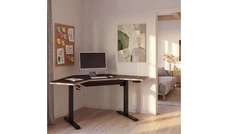 Koble Gino Corner 1 Drawer Height Adjustable Desk - Black