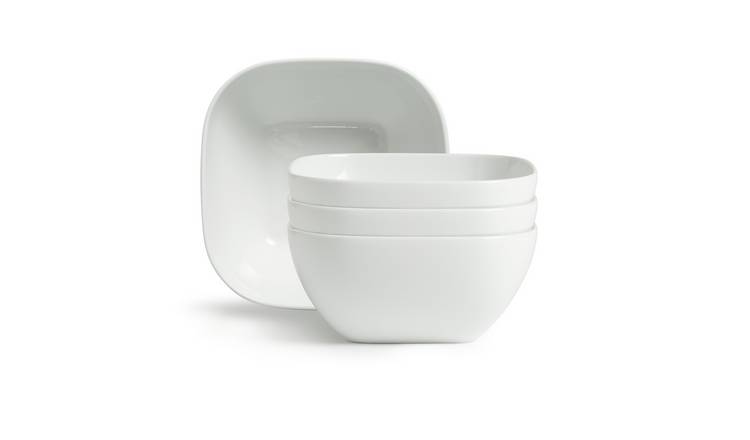 Buy Habitat Riko Square 4 Piece Cereal Bowls - White, Bowls