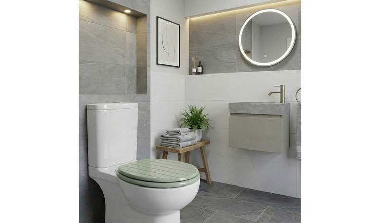 Aqualona Tongue & Groove Moulded Wood Toilet Seat - Sage Green