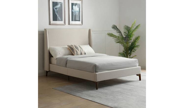 Kyoto Darcy Kingsize Fabric Bed Frame - Stone