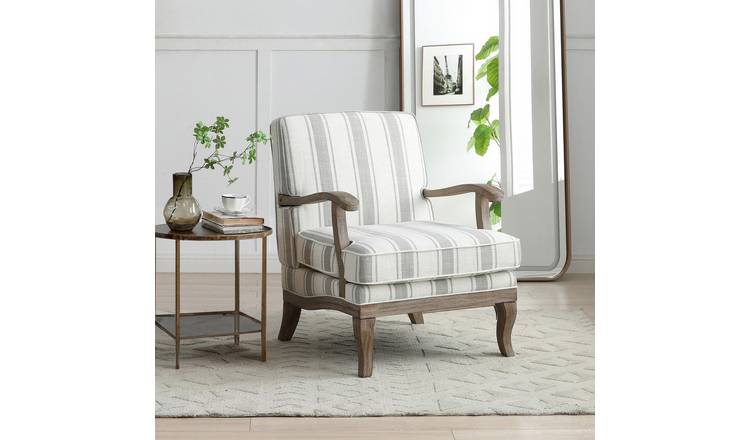 Kyoto Chloe Fabric Armchair - Natural Stripes
