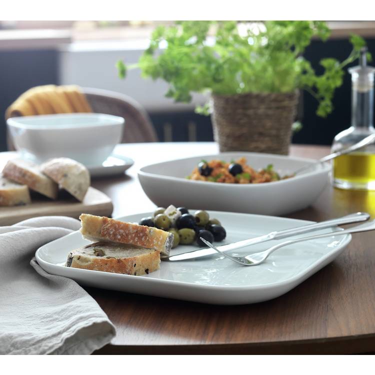 Habitat Riko Square 4 Piece Dinner Plates - White 0