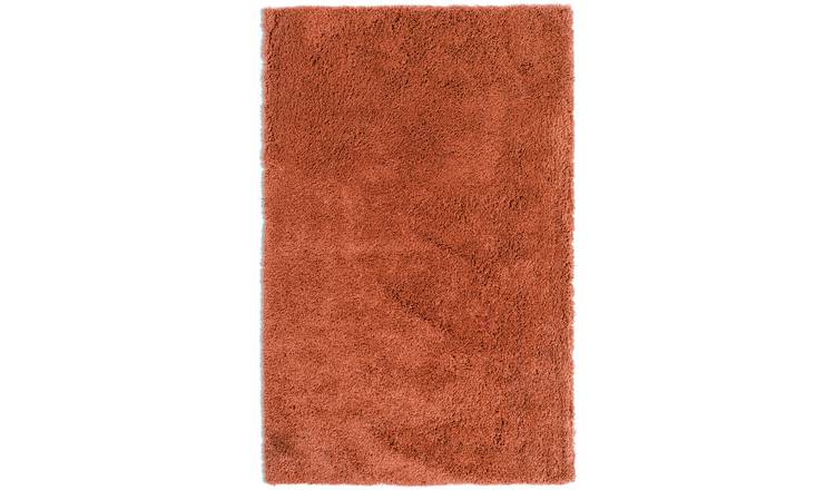 Habitat Noodle Plain Terracotta Shaggy Rug - 150x80cm