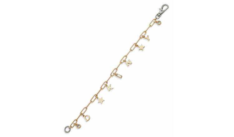 DKNY Two Tone Logo Charm Flex Bracelet