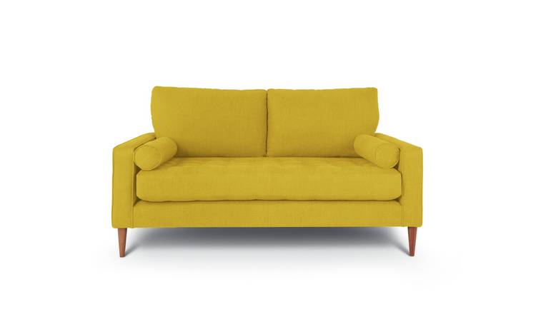 Habitat Hudson 3 Seater Velvet Sofa - Yellow