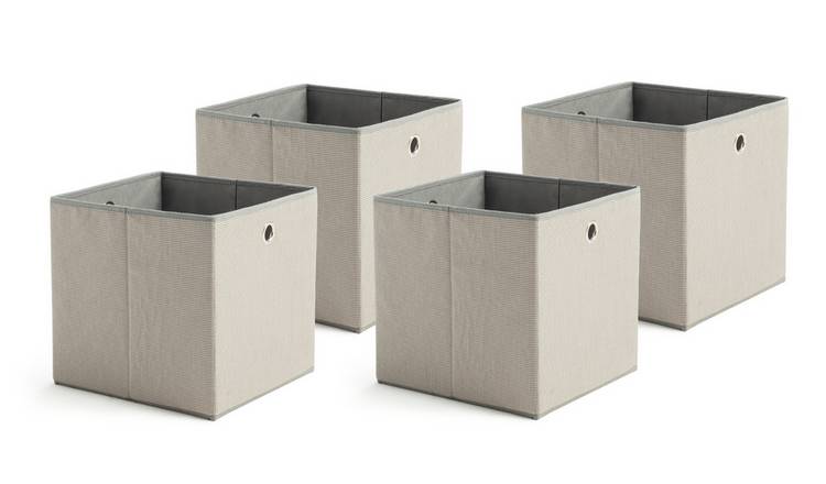 Habitat Set of 4 Woven Linen Squares Boxes - Grey