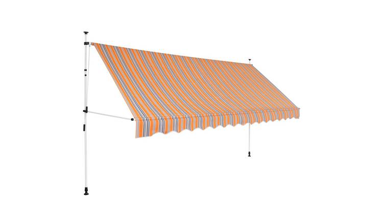 Walplus Manual Polyester Retractable Awning - Yellow and Blue - 400 x 120 cm