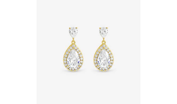 Jon Richard Gold Plated Cubic Zirconia Peardrop Earrings