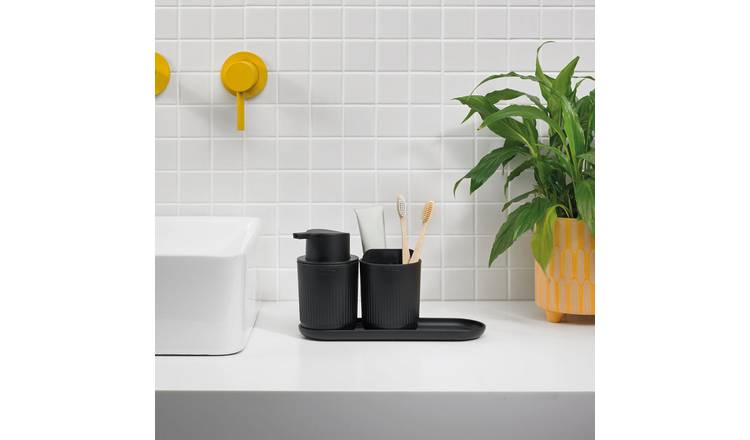 ReBorn 3 pc Bathroom Accessory Set - Black