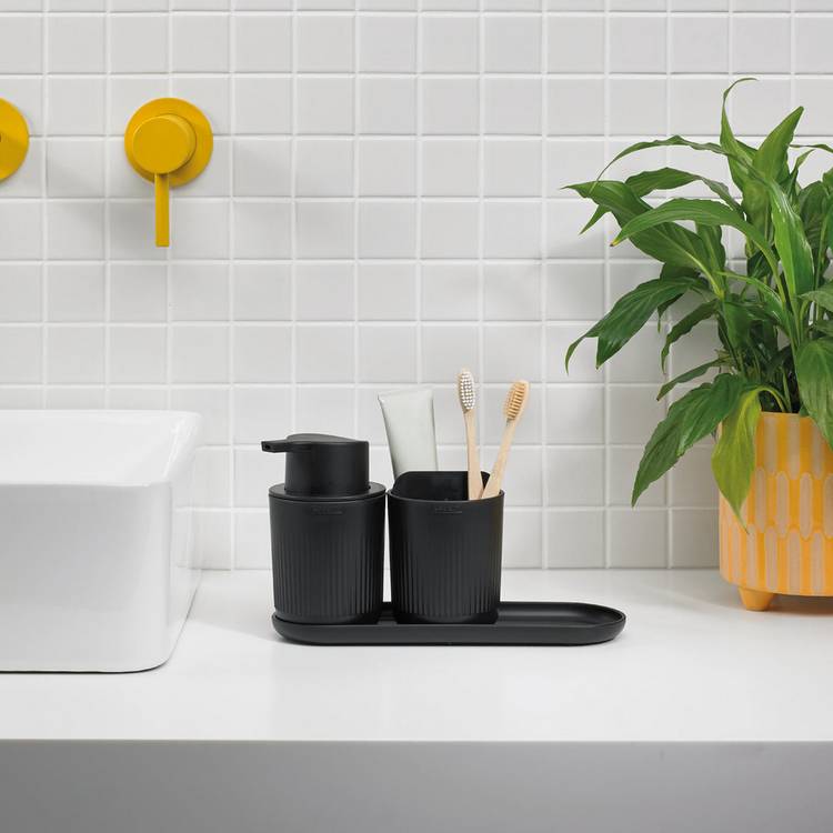 ReBorn 3 pc Bathroom Accessory Set - Black 0