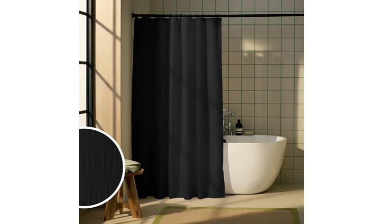 Habitat Seersucker Shower Curtain - Black