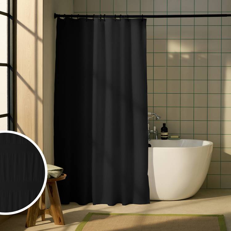 Habitat Seersucker Shower Curtain - Black 0