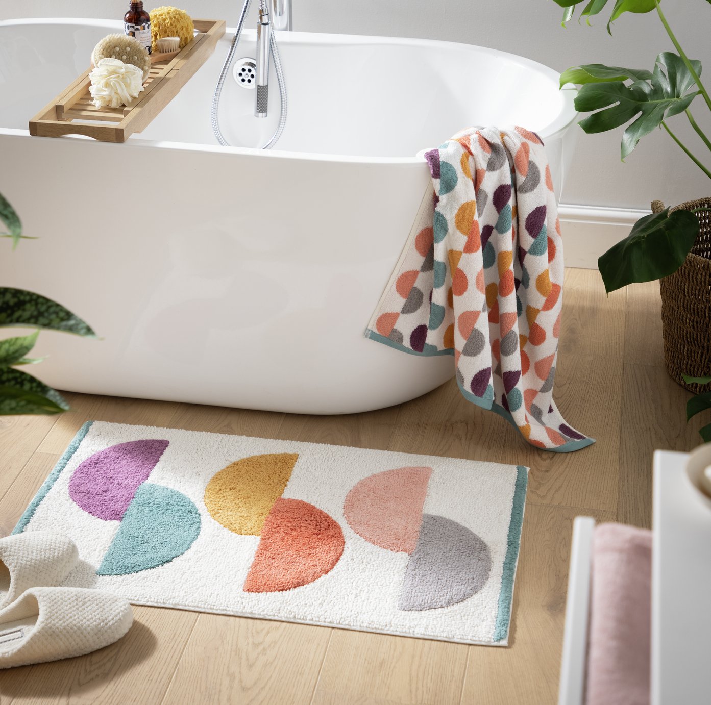 Habitat Brights Geo Tufted Cotton Bath Mat - Multicolour