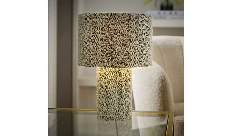 ValueLights Ash Bouclé Flecked Table Lamp - Light Grey