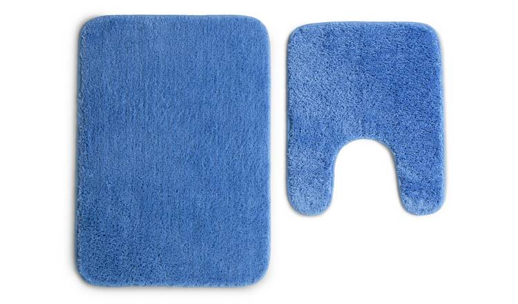 Blue bath on sale mat set