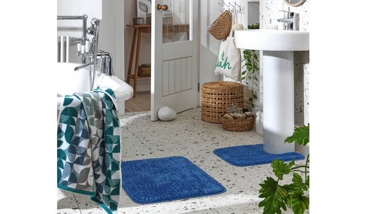 Buy Argos Home Tufted Bath & Pedestal Mat Set - Powder Blue, Bath mats