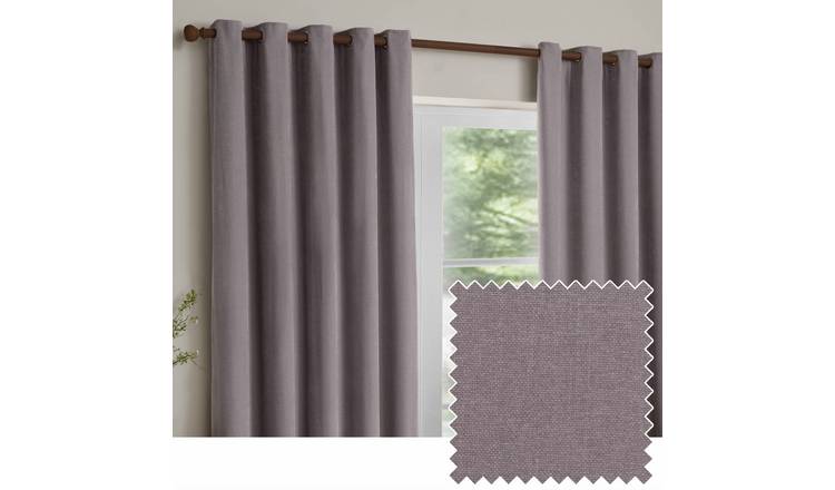 Yard Heavy Chenille Eyelet Curtains - Mauve - 117x137cm