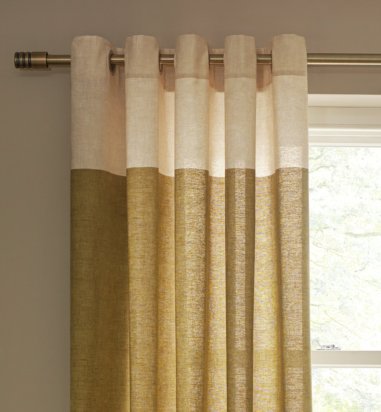 Habitat Header Unlined Eyelet Curtains - Natural