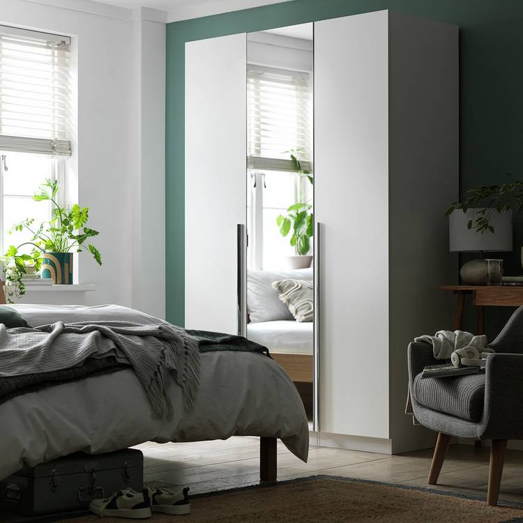 Habitat Munich 3 Door Mirror Wardrobe - White 0