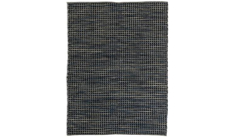Habitat Leonardo Textured Box Navy Flatweave Rug - 240x170cm